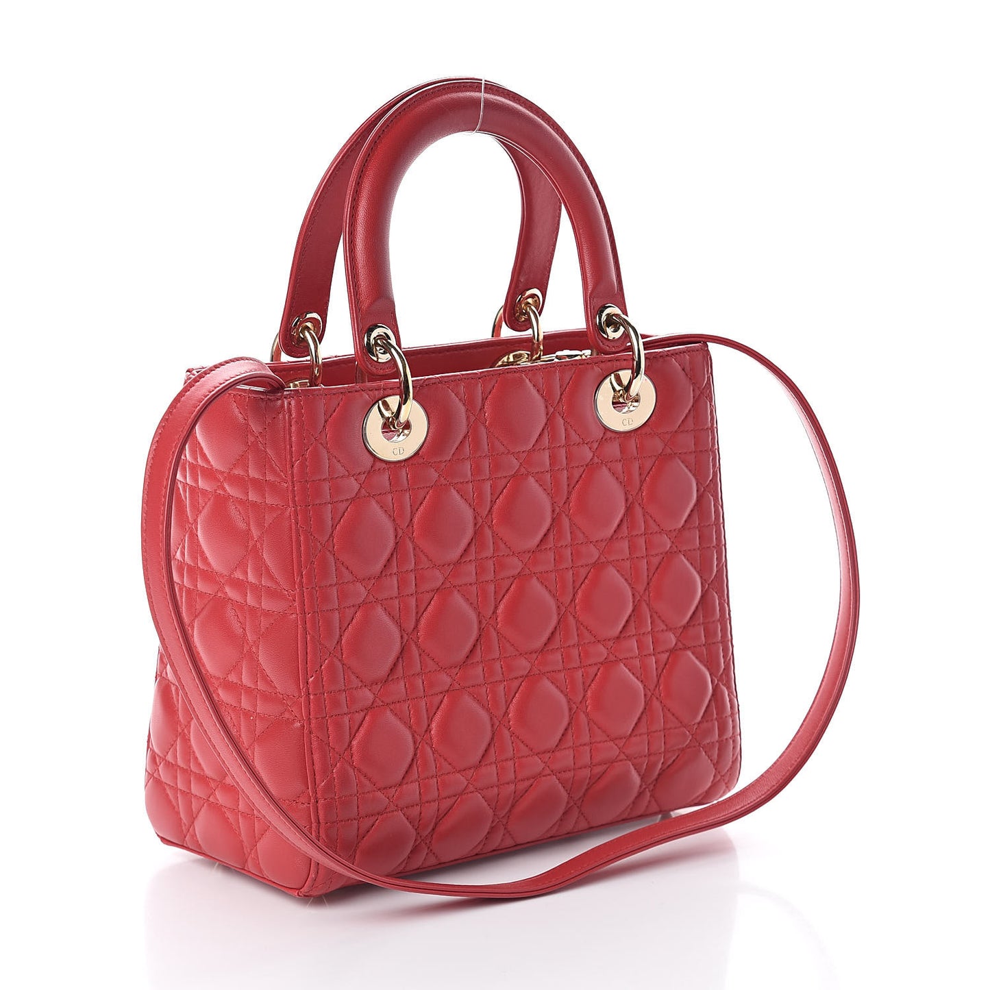 Lambskin Cannage Medium Lady Dior Red