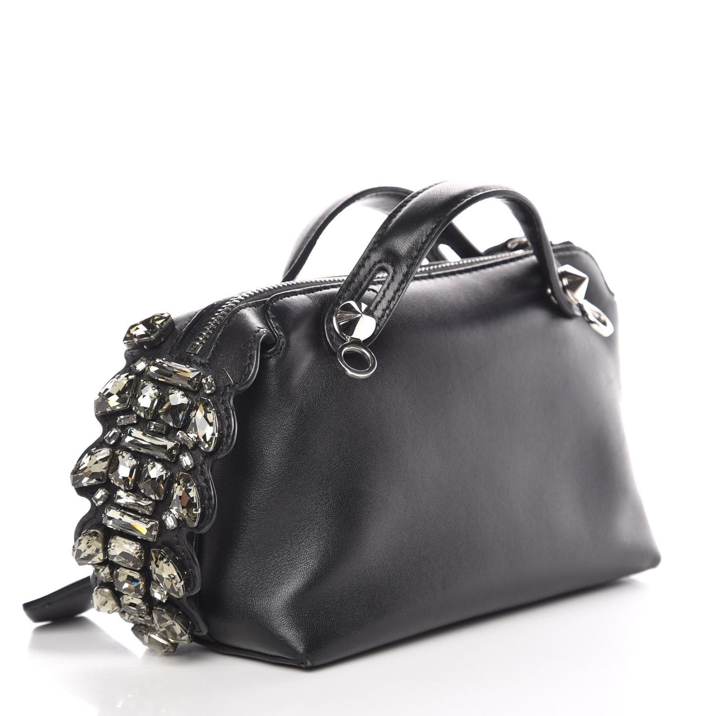 Shiny Nappa Crystal Croc Tail Mini By The Way Boston Bag Black Smoky Quartz