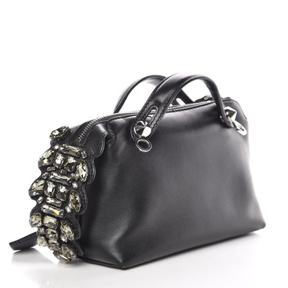 Fendi Shiny Nappa Crystal Croc Tail Mini By The Way Boston Bag Black Smoky Quartz 4 of 12