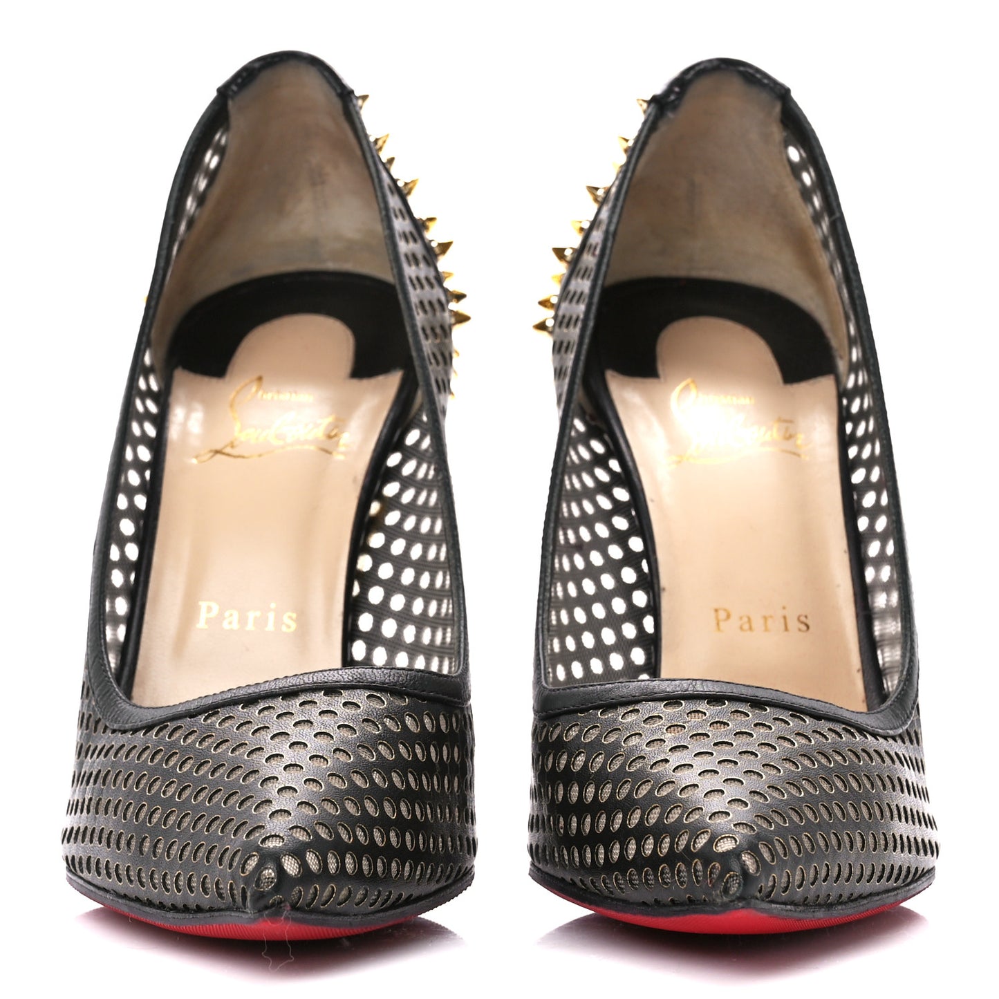 Fishnet Mesh Suede Guni 100 Spiked Pumps 39.5 Black