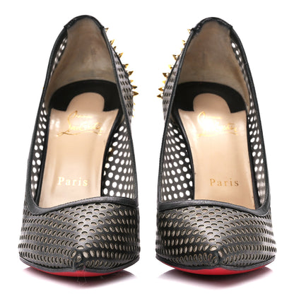 Christian Louboutin Fishnet Mesh Suede Guni 100 Spiked Pumps 39.5 Black 2 of 7