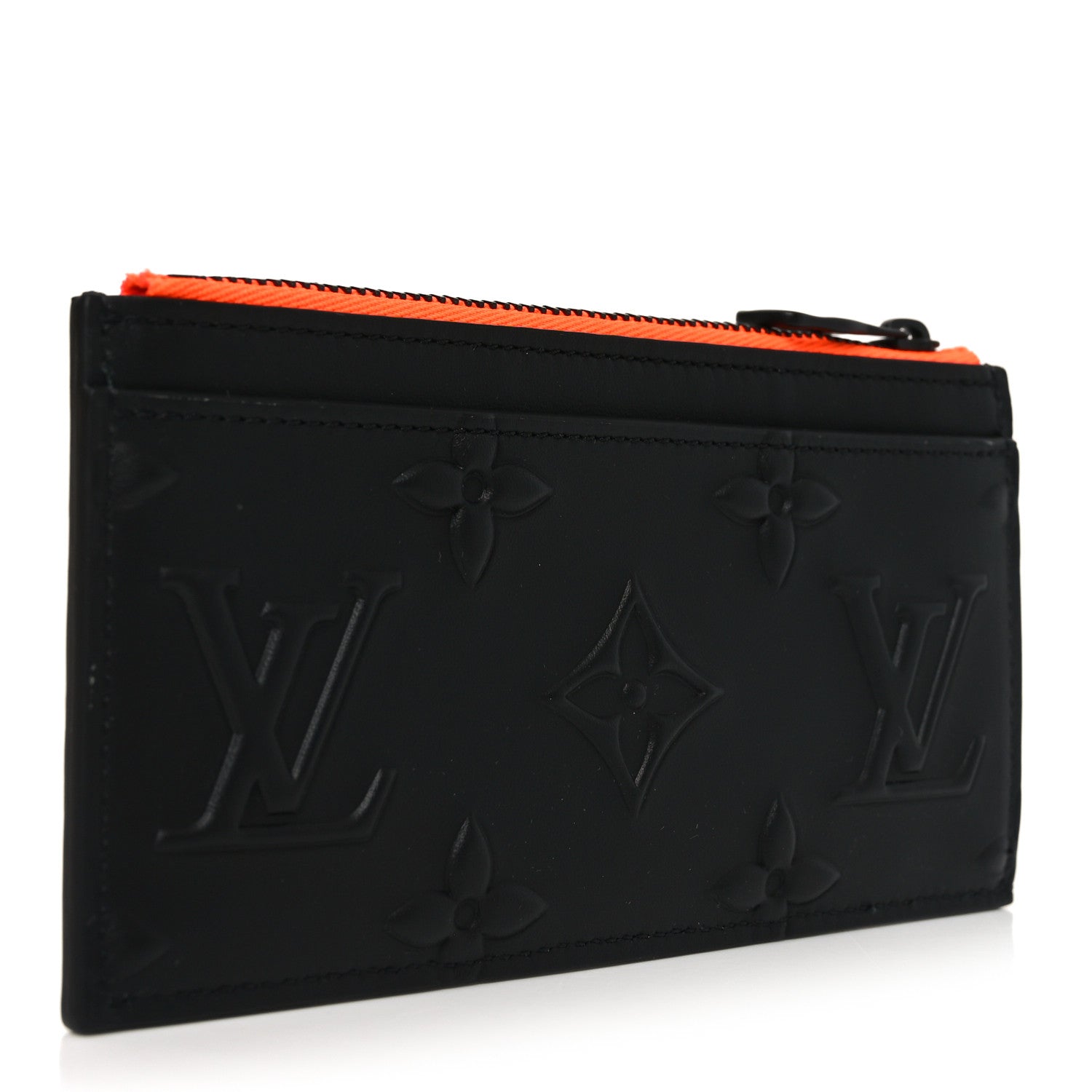 Louis Vuitton Calfskin Debossed Monogram Seal Coin Card Holder Black 3 of 7