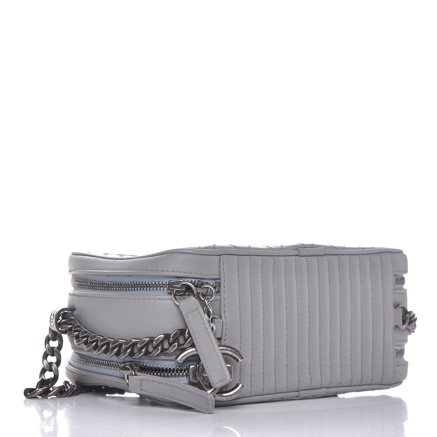 Chanel Lambskin Quilted Small Coco Boy Camera Case Grey 4 of 8