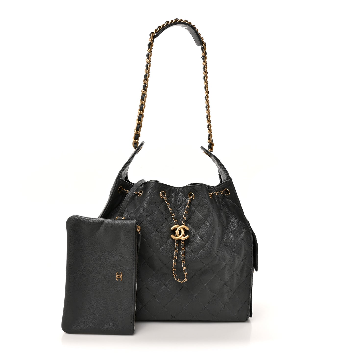 Caviar Quilted Medium Chanel 25 Handbag Dark Grey