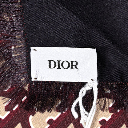 Christian Dior Silk Monogram Scarf Burgundy 3 of 5