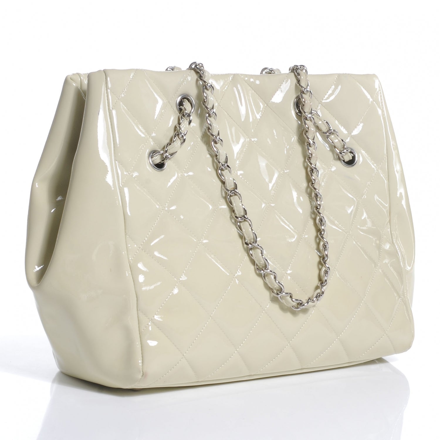Chanel Patent Large Cells Tote White 3 of 9