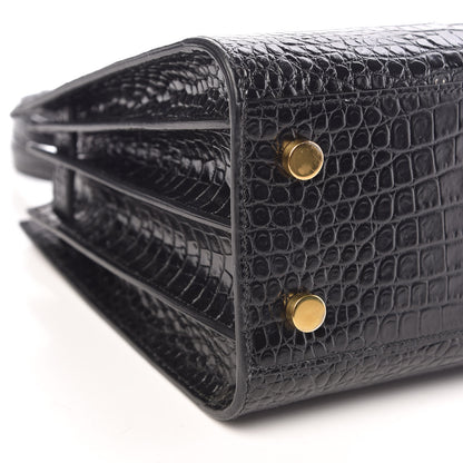 Saint Laurent Calfskin Crocodile Embossed Baby Sac De Jour Black 9 of 11