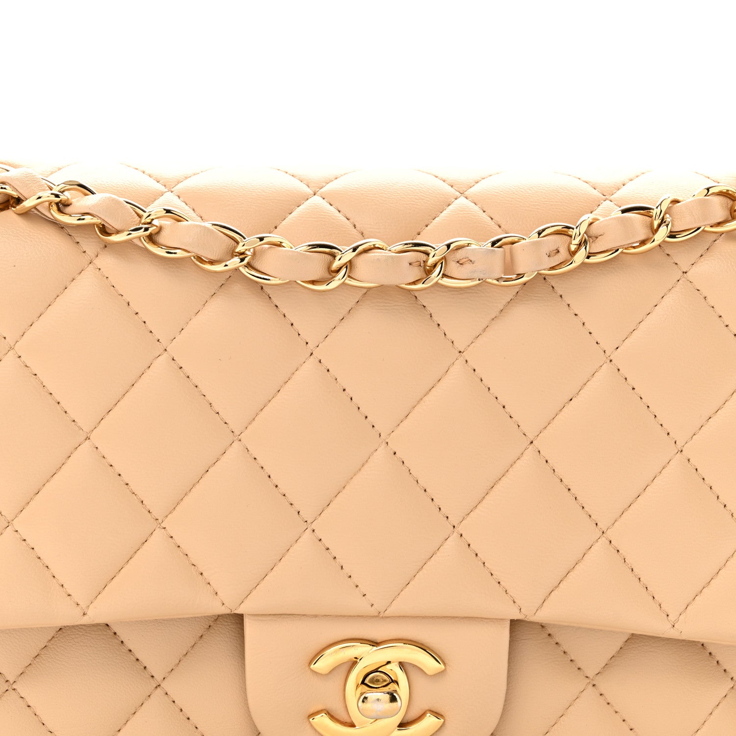 Chanel Lambskin Quilted Medium Double Flap Beige 7 of 13