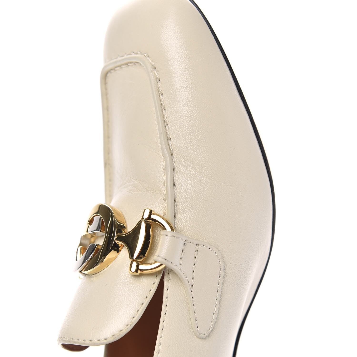 Gucci Malaga Kid Zumi Mid Heel Loafers 37 Vintage White 8 of 10