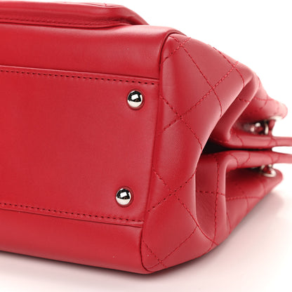 Chanel Lambskin Quilted CC Accordion Shopping Bag Red 10 of 10