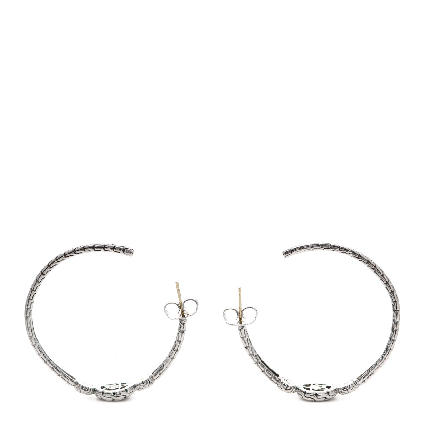 Sterling Silver Diamond Classic Chain Circle Large Hoop Earrings