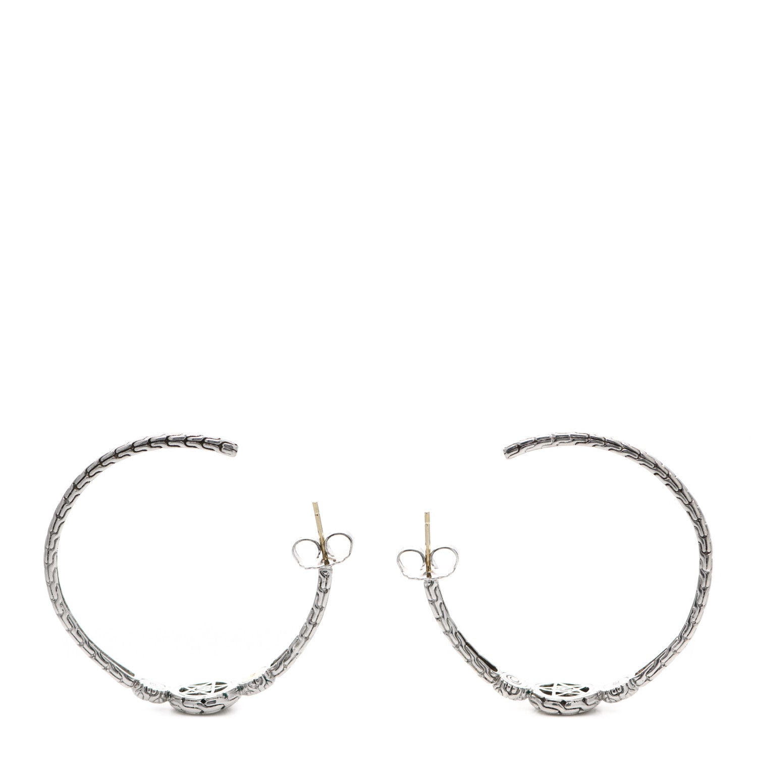 John Hardy Sterling Silver Diamond Classic Chain Circle Large Hoop Earrings 3 of 6