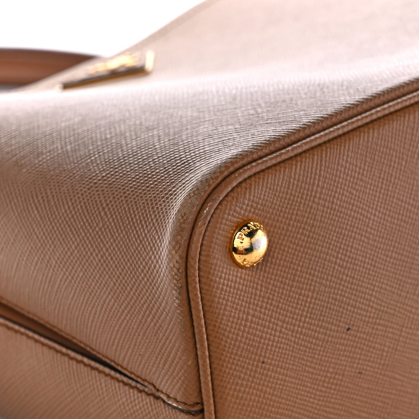 Saffiano Cuir Medium Panier Bucket Bag Caramel Papaya