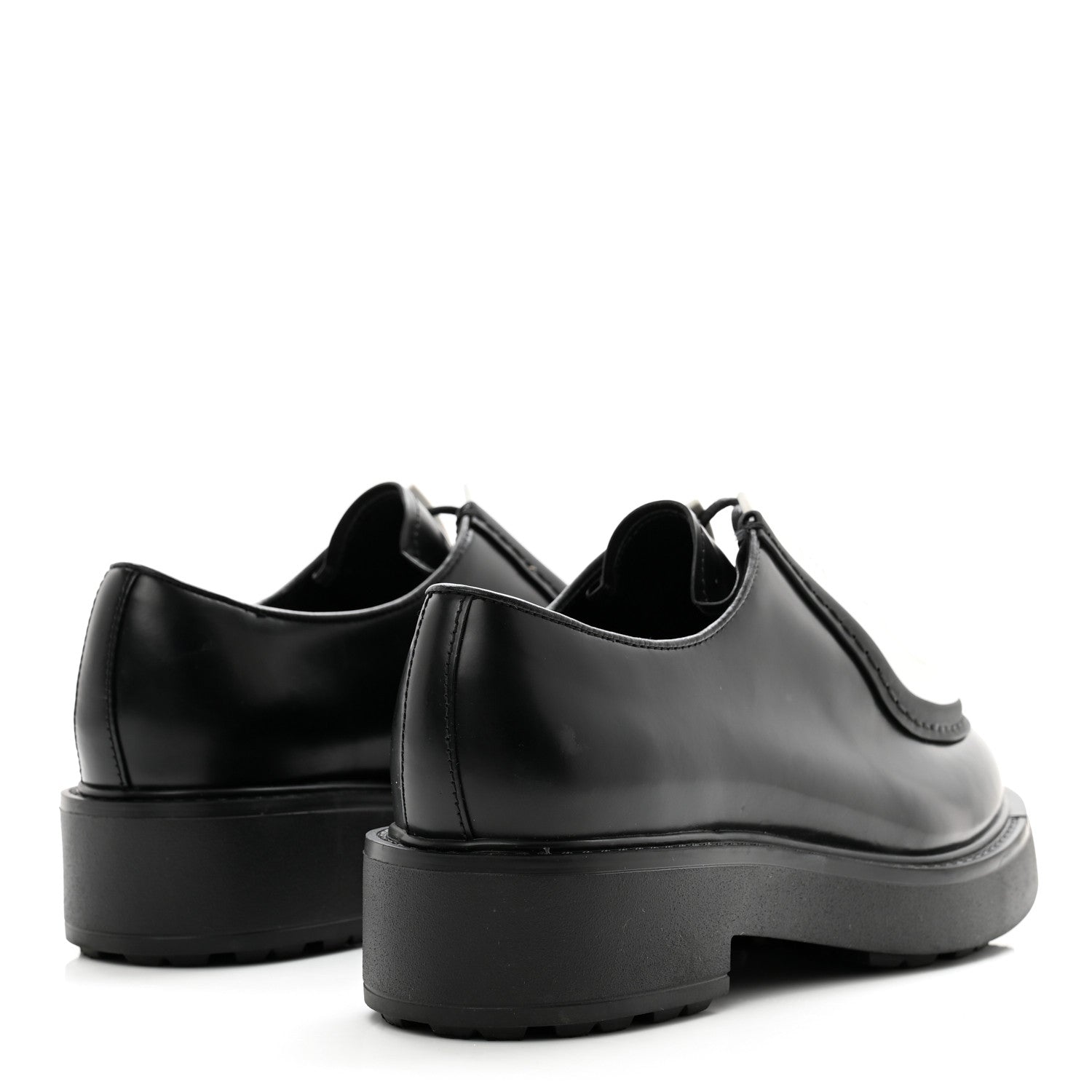 Prada Spazzolato Rois Monolith 55mm Derby Loafers 39.5 Black White 4 of 10