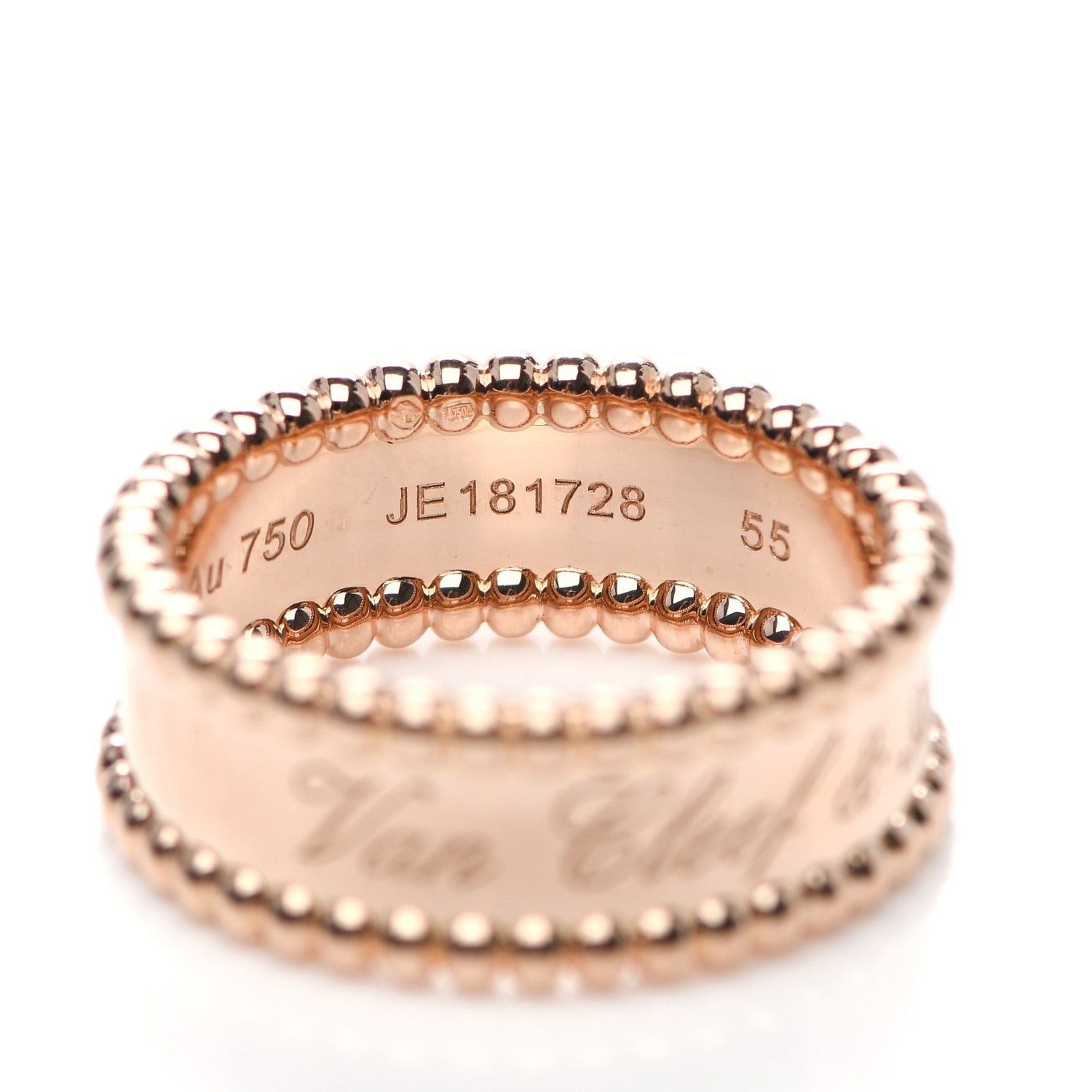 Van Cleef & Arpels 18K Rose Gold Perlee Signature Ring 55 7.25 5 of 5