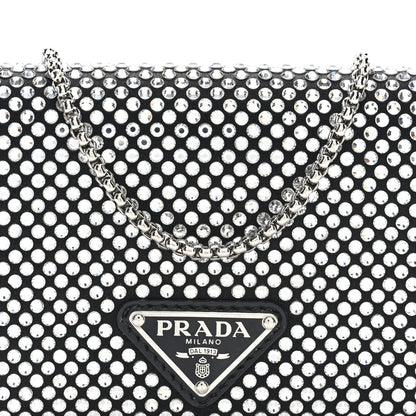 Prada Satin Crystal Metal Triangle Logo Card Holder With Strap Cristal 7 of 10