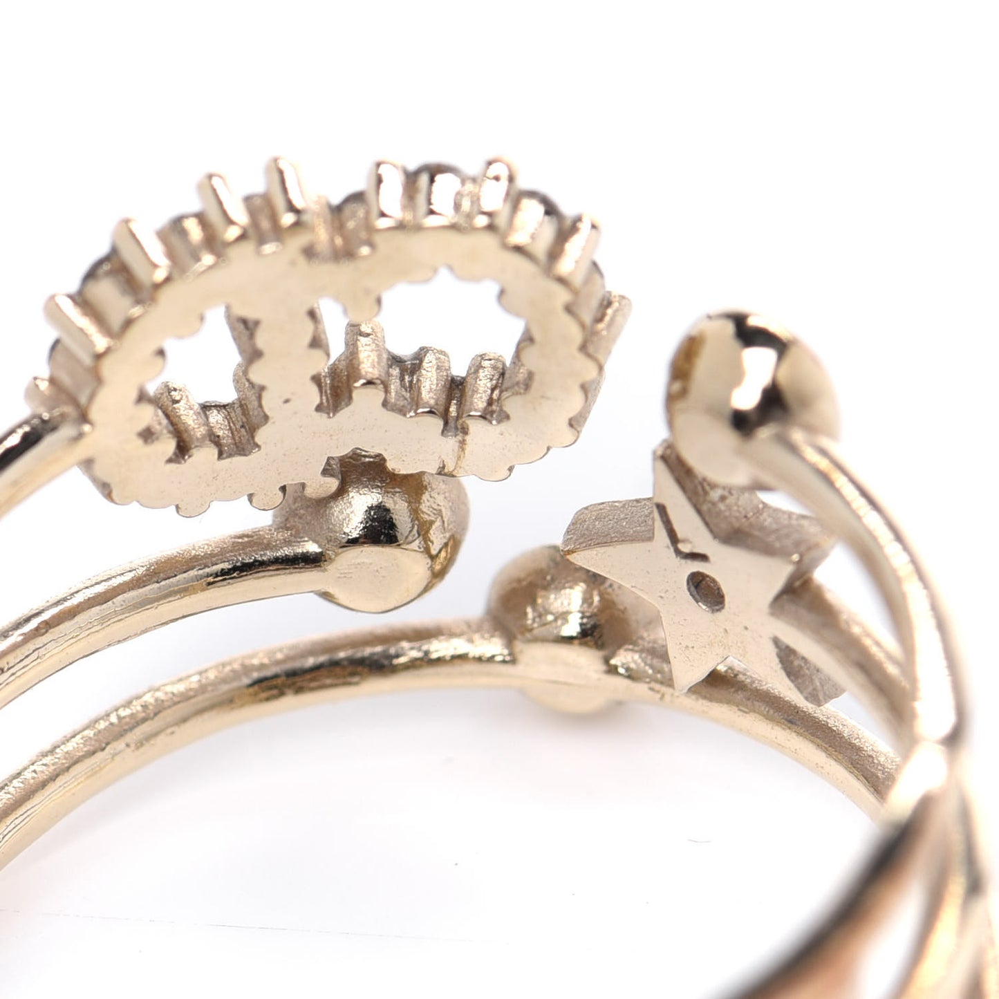 Metal Crystal Shiny-D Ring L Gold