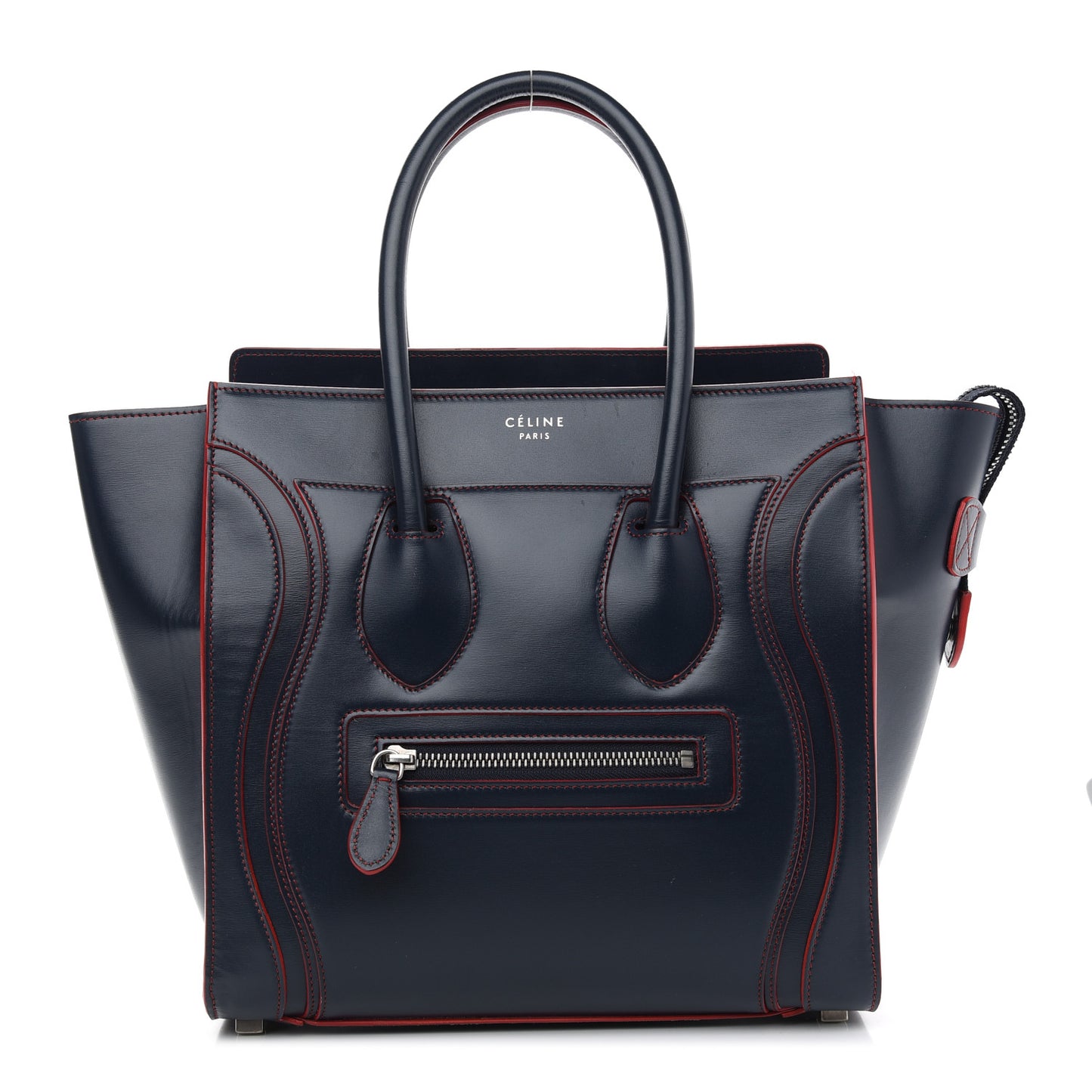 Satin Debossed Calfskin Micro Luggage Navy Blue