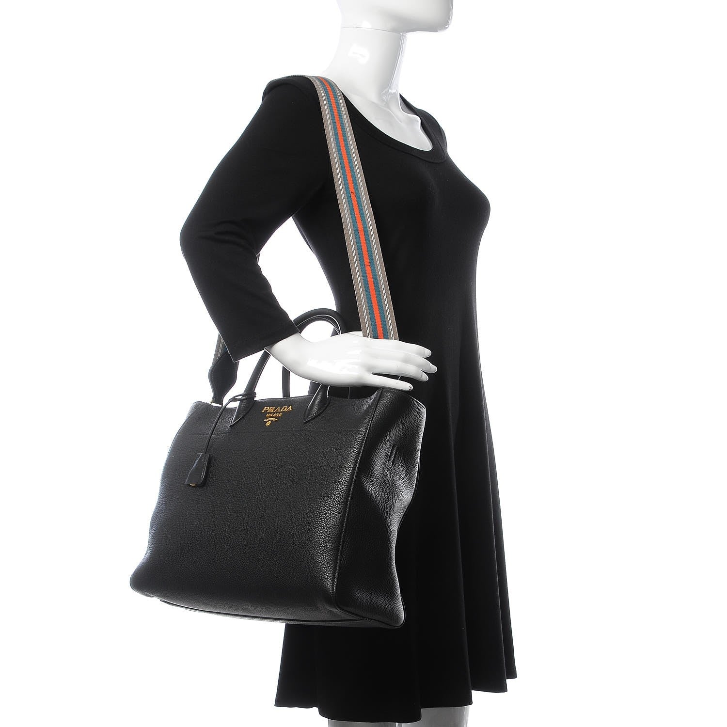 Prada Vitello Daino Tote Black 3 of 9