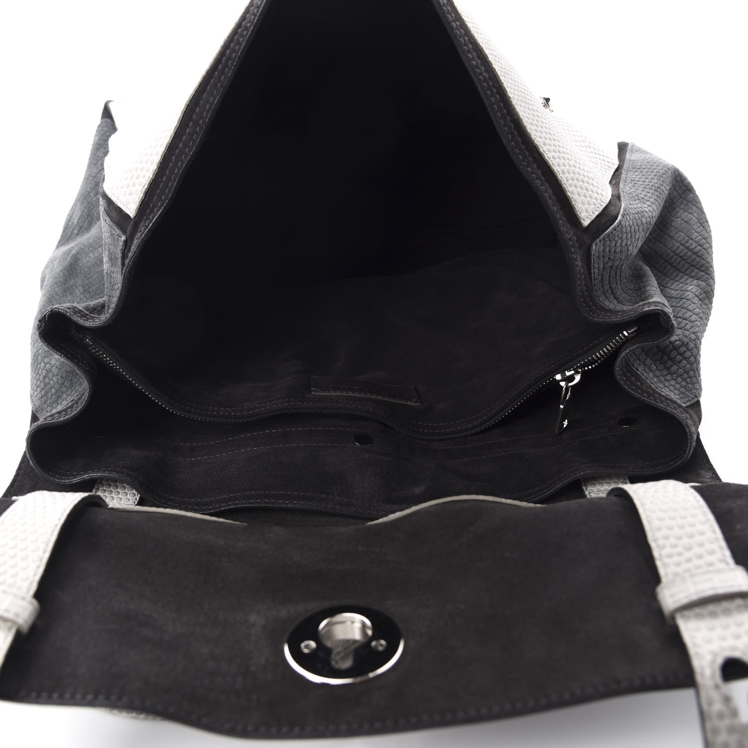 Saint Laurent Calfskin Lizard Embossed Large Muse Two Grey 5 of 10