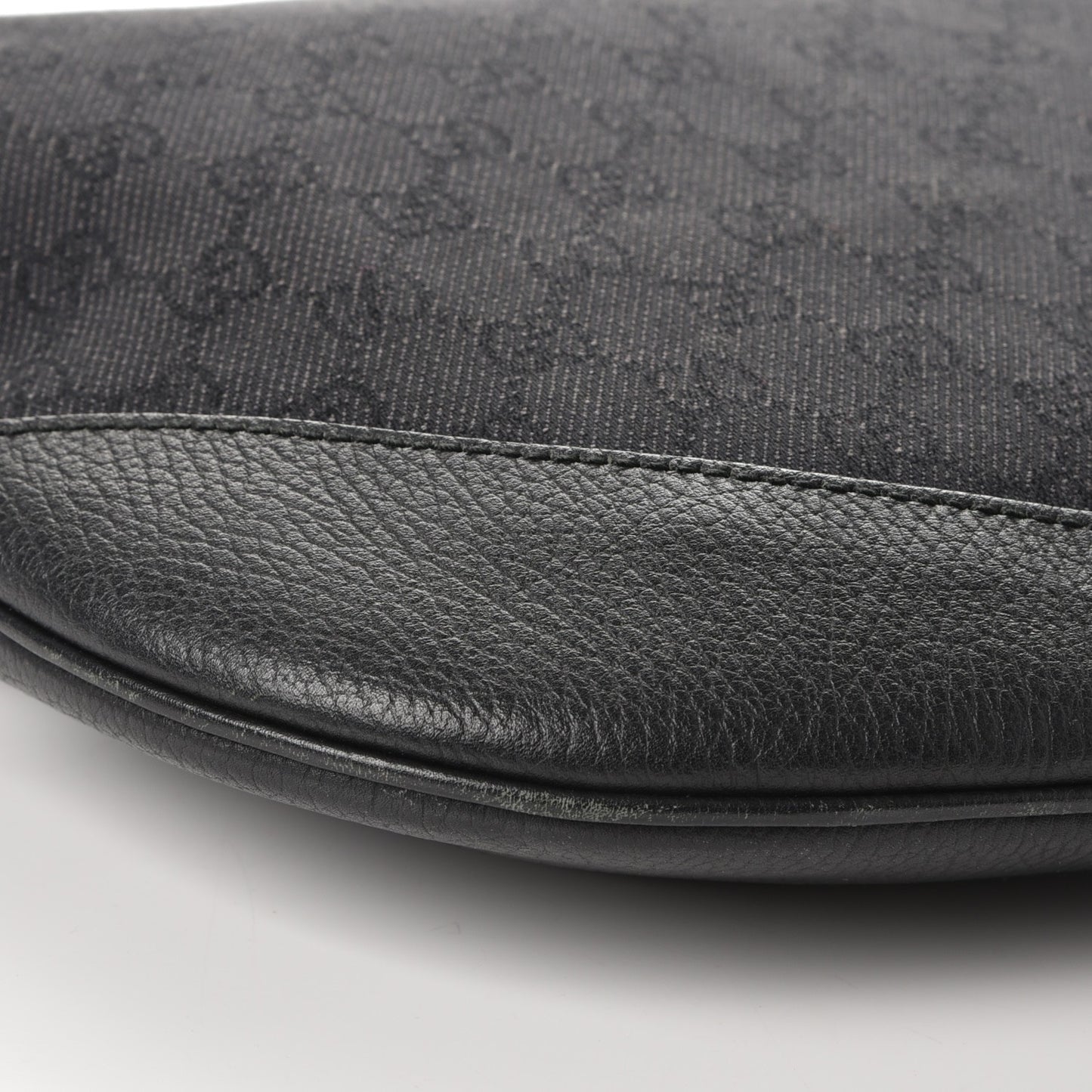 Denim Monogram Large Half Moon Hobo Black