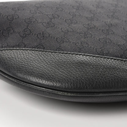 Gucci Denim Monogram Large Half Moon Hobo Black 10 of 11