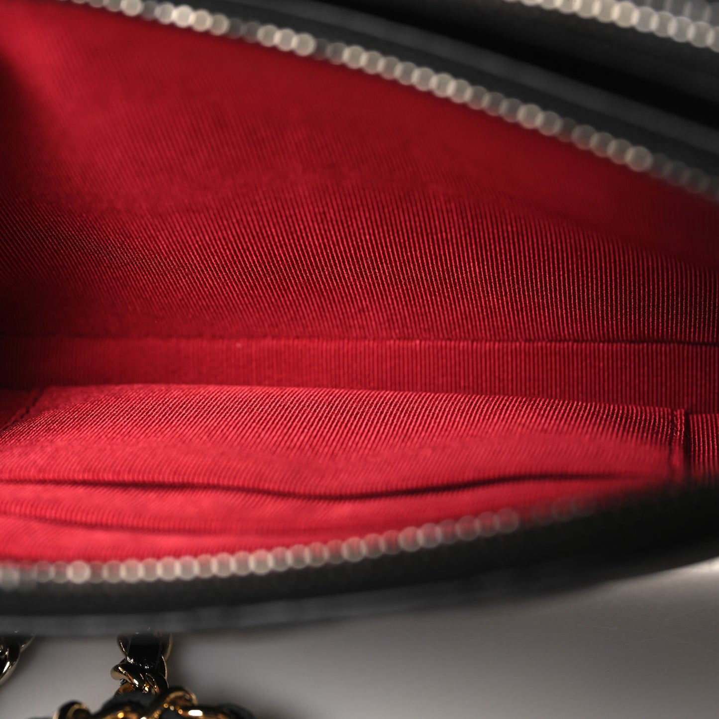 Aged Calfskin Quilted Small Gabrielle Clutch With Chain Black