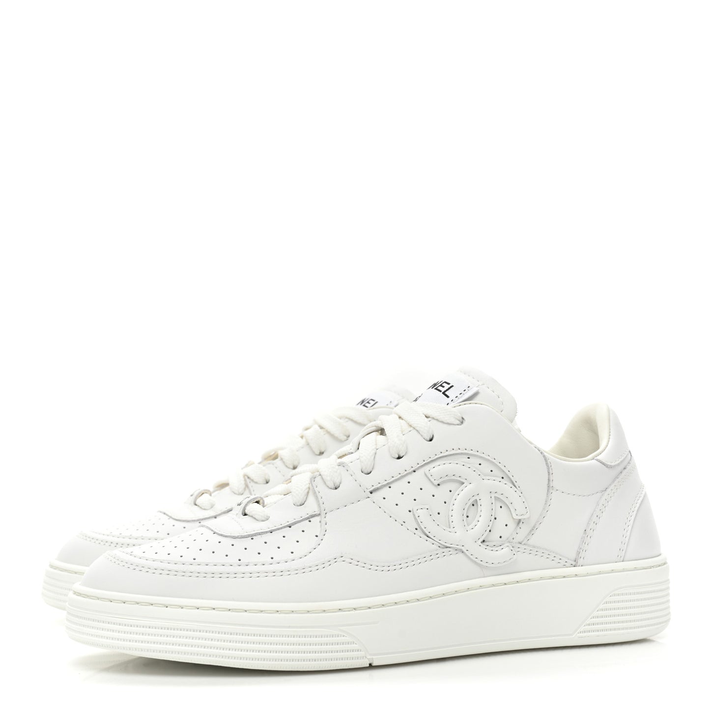 Calfskin CC Womens Sneakers 38.5 White