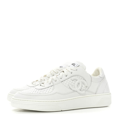 Chanel Calfskin CC Womens Sneakers 38.5 White 3 of 9