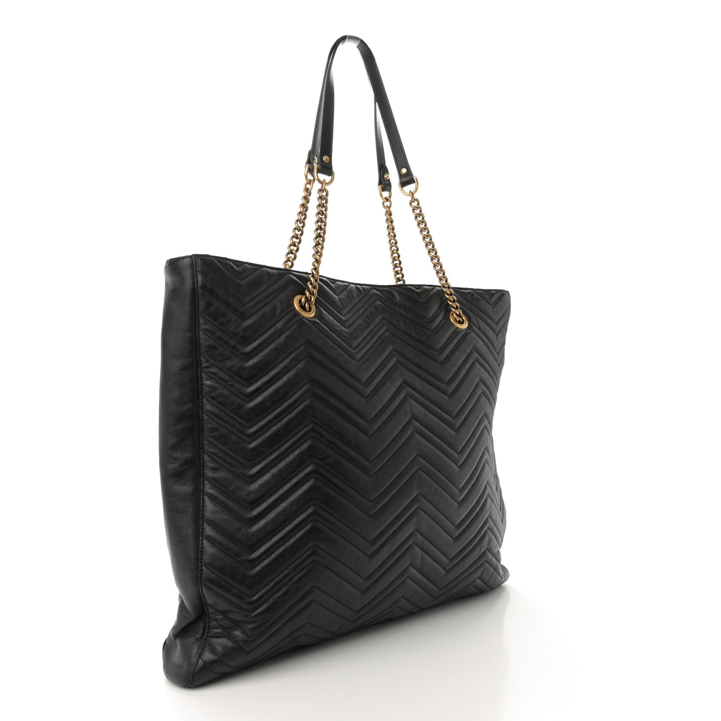 Azalea Calfskin Matelasse Large GG Marmont Slim Tote Black