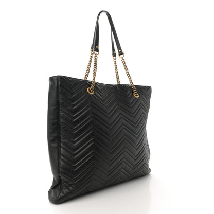 Gucci Azalea Calfskin Matelasse Large GG Marmont Slim Tote Black 3 of 12