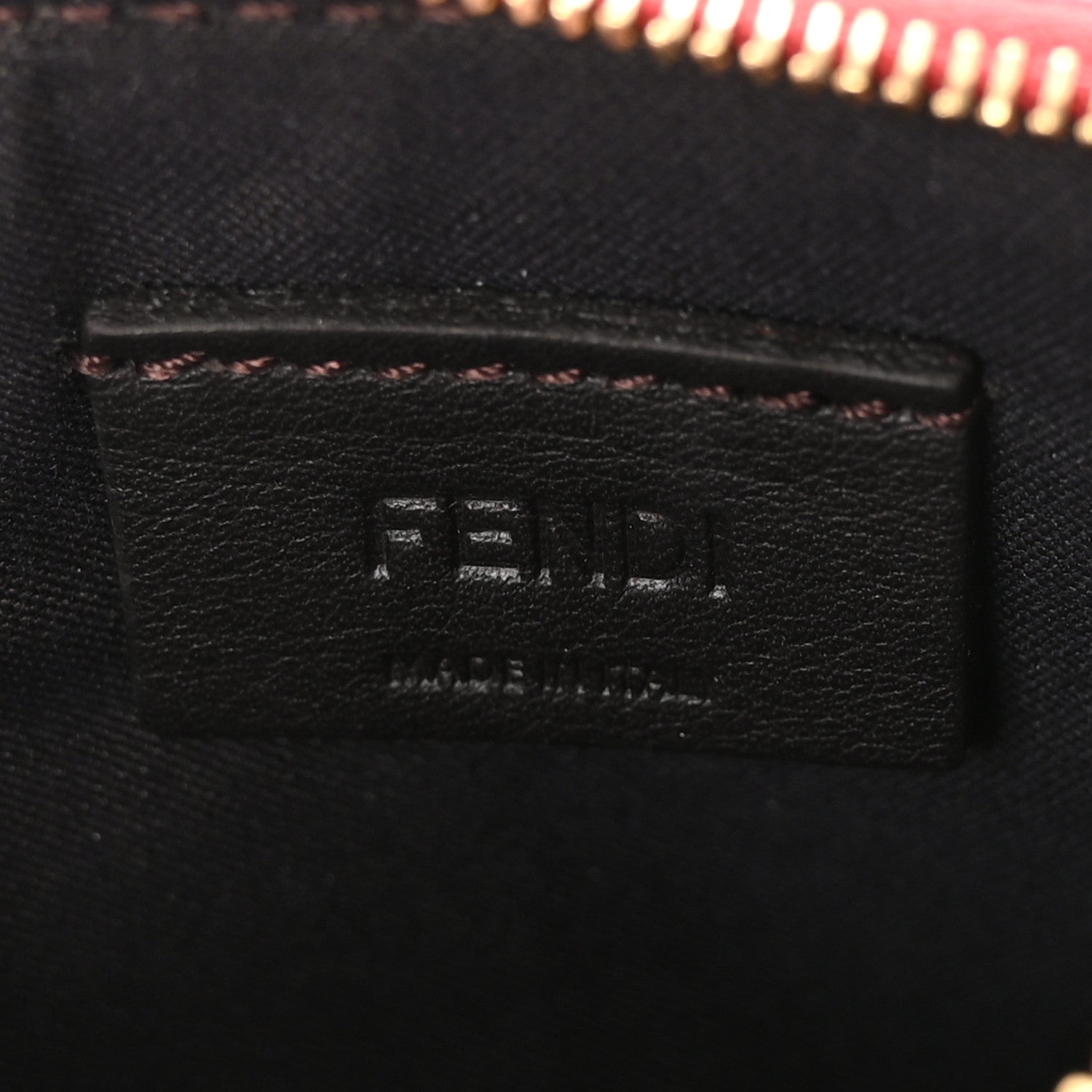 Fendi Vitello Cruise F is Fendi Bi-Color FF 1974 Embossed Key Case Pouch Maya Black Fragola 6 of 6