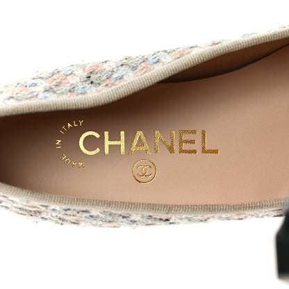 Chanel Tweed Lambskin Cap Toe Ballerina Flats 35.5 Beige Multicolor 7 of 8