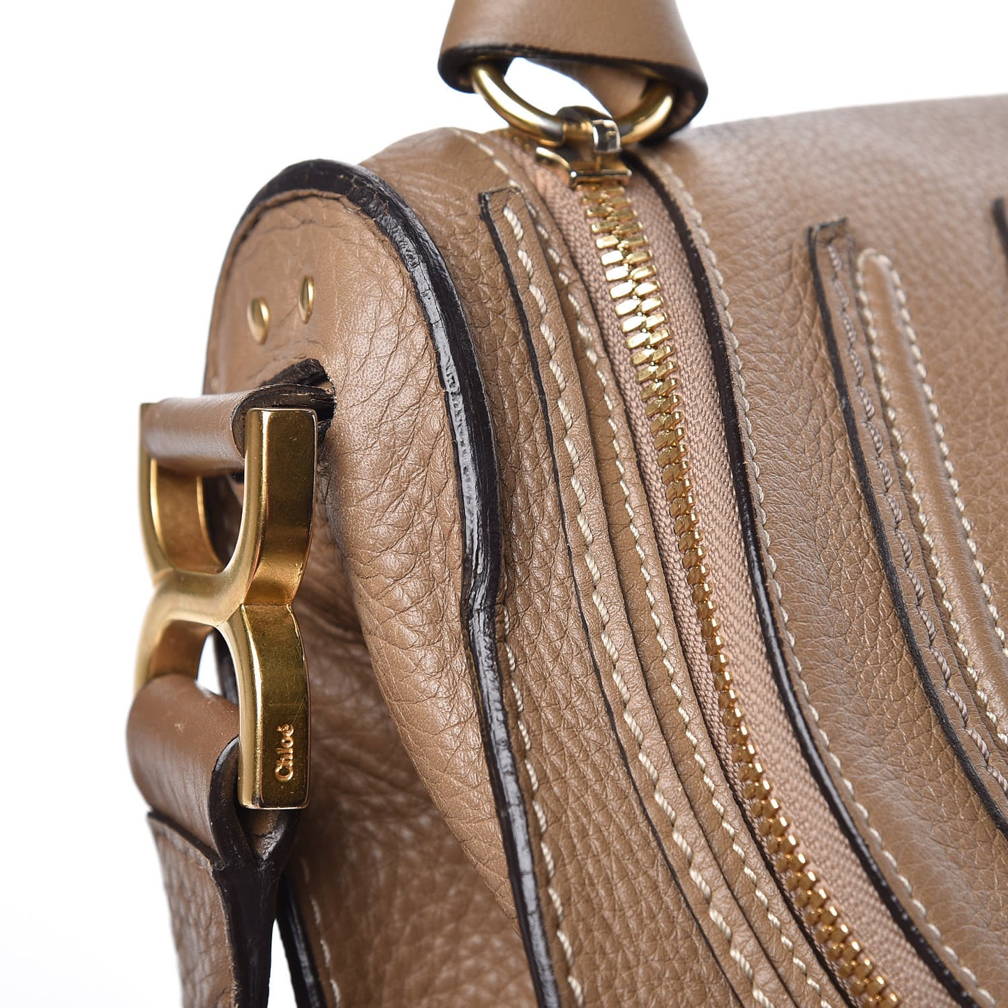 Calfskin Medium Marcie Round Zip Crossbody Bag Nut