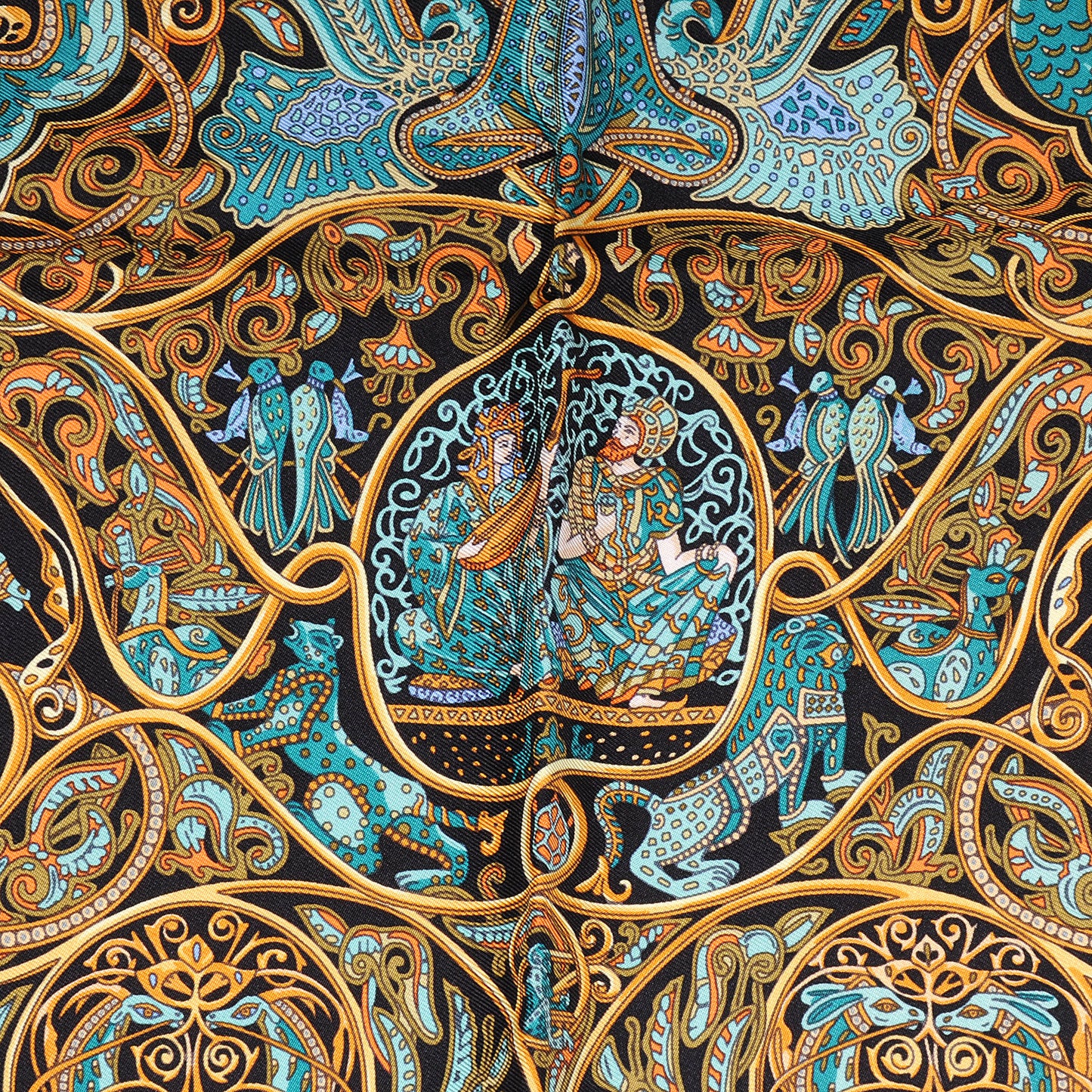 Silk La Charmante Aux Animaux Pocket Square Scarf
