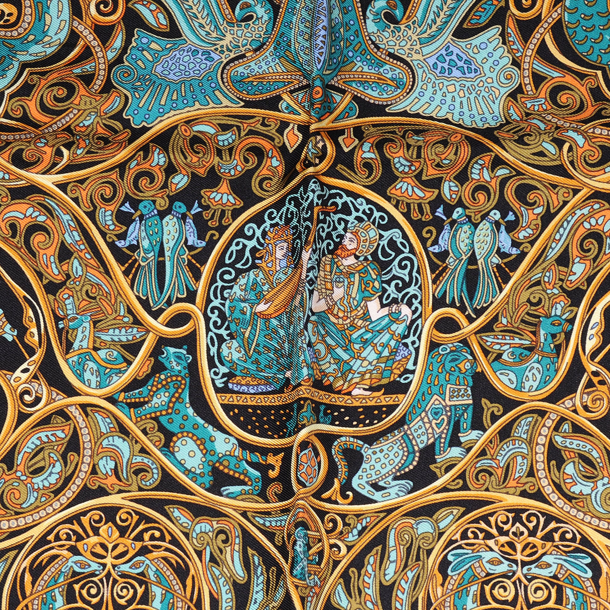 Hermes Silk La Charmante Aux Animaux Pocket Square Scarf 1 of 5