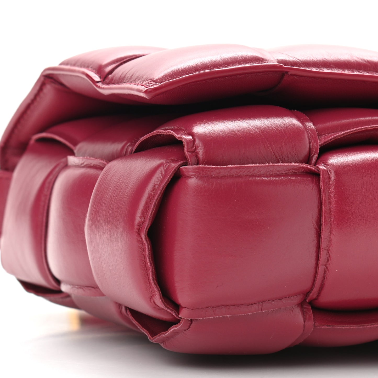 Paper Calfskin Maxi Intreccio Padded Cassette Crossbody Bag Amaranto