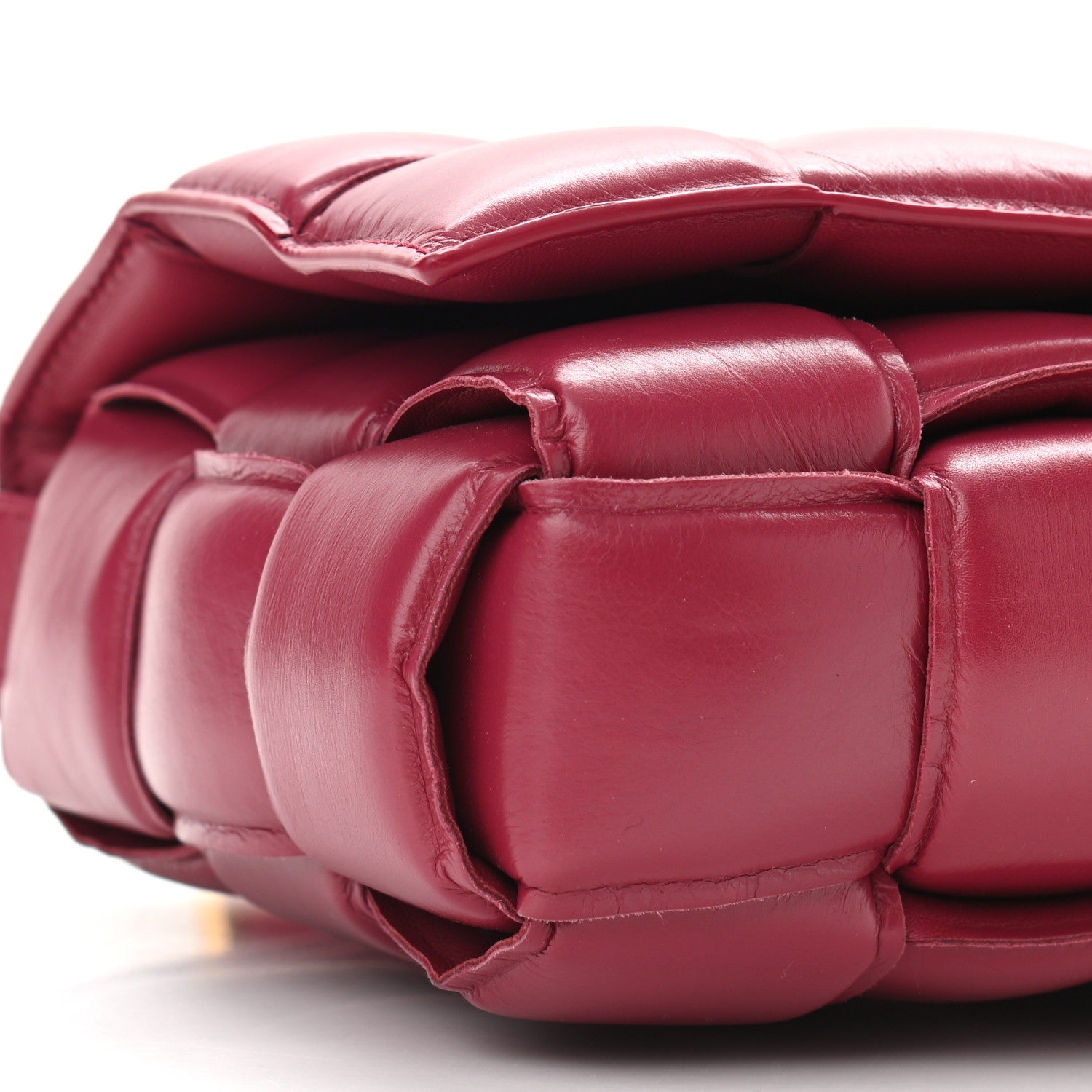 Bottega Veneta Paper Calfskin Maxi Intreccio Padded Cassette Crossbody Bag Amaranto 8 of 9
