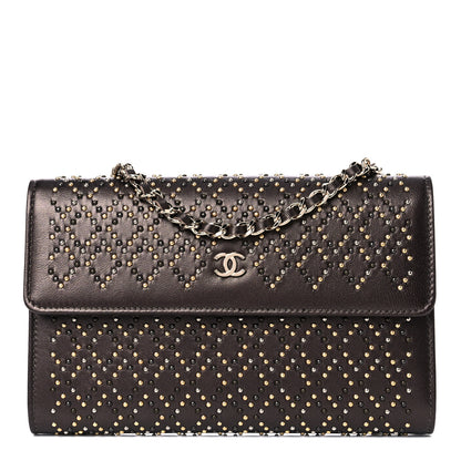 Chanel Lambskin Studded Wallet on Removable Chain Bronze 1 of 12