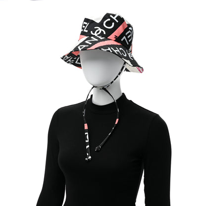Chanel Cotton Logo Cloche Hat M Ecru Black Pink 2 of 5