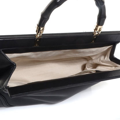 Gucci Leather Bold Bamboo Medium Top Handle Bag Black 5 of 8