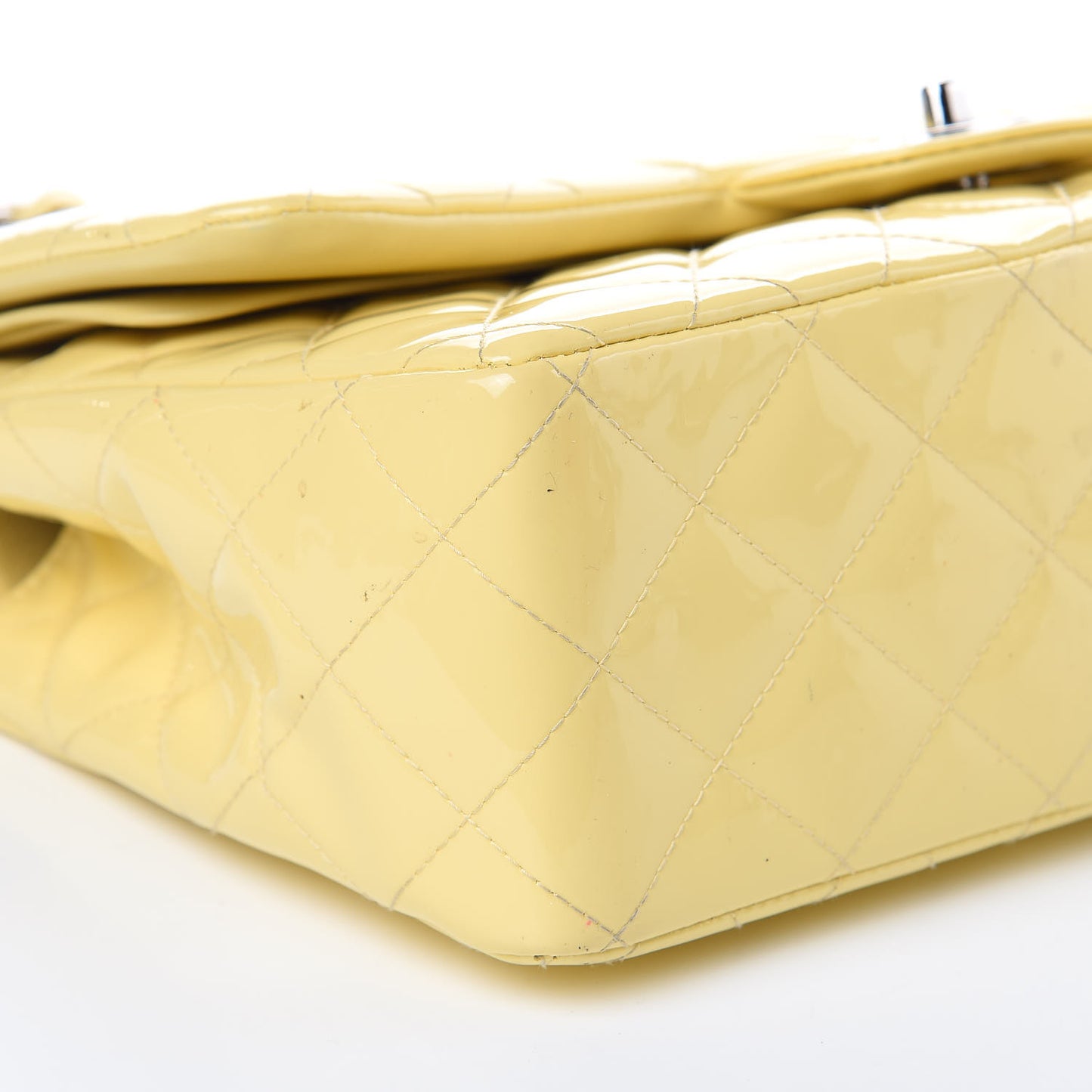 Patent Quilted Jumbo Double Flap Yellow