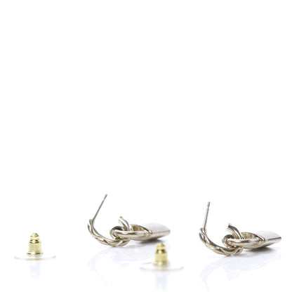 Chanel Metal Lock Drop Earrings Light Gold 3 of 5
