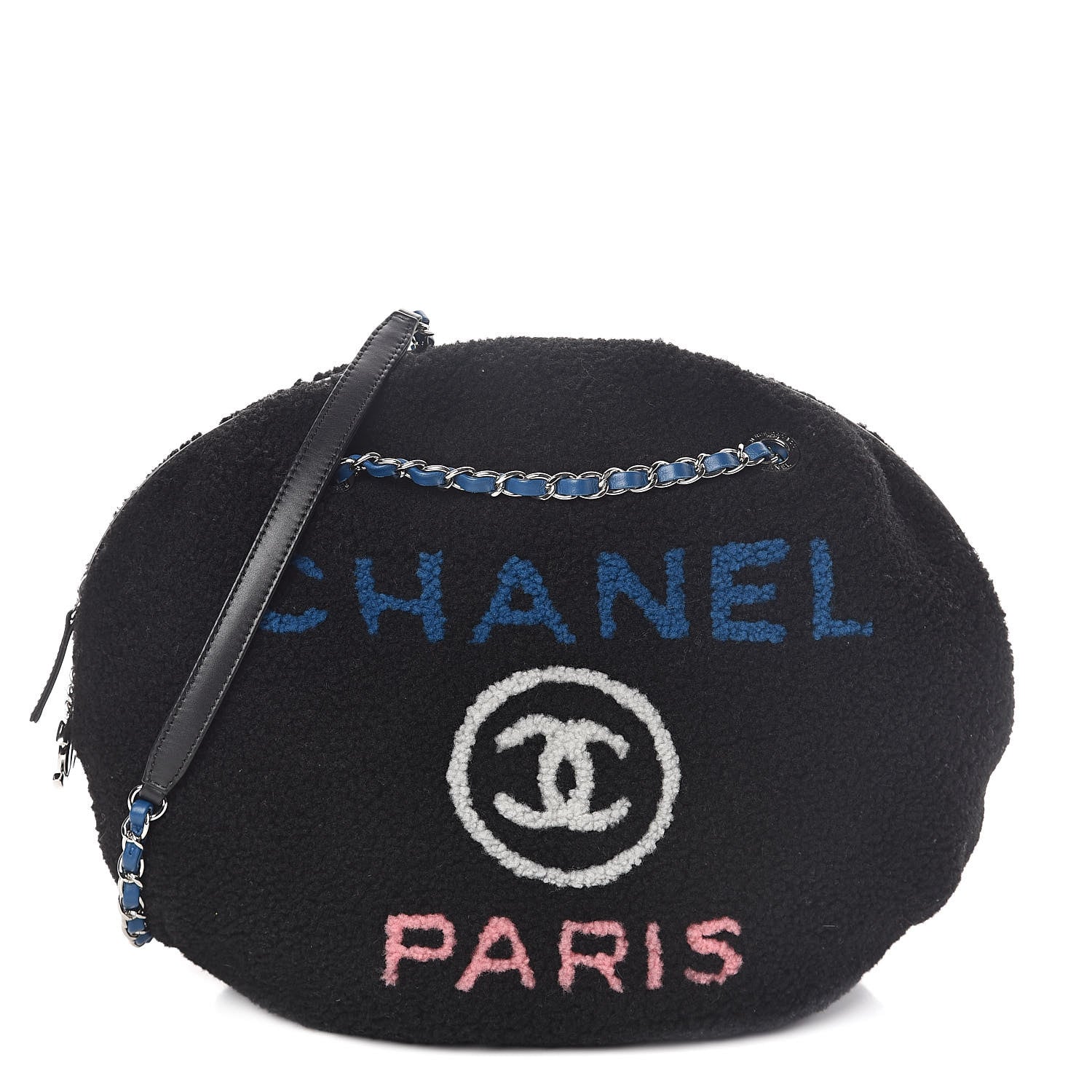 Chanel Shearling Large Deauville Round Bag Black 1 of 10
