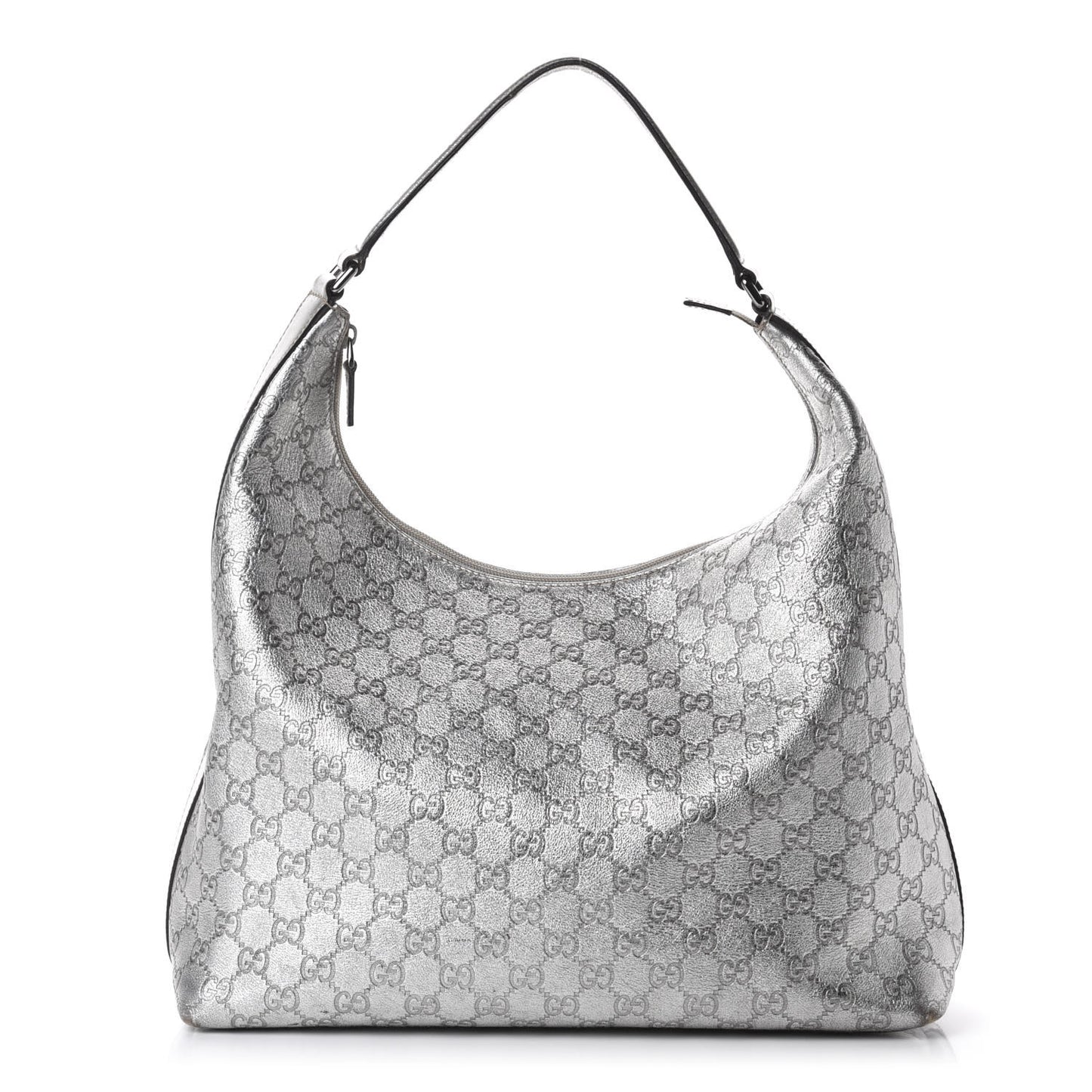 Metallic Guccissima Hobo Silver
