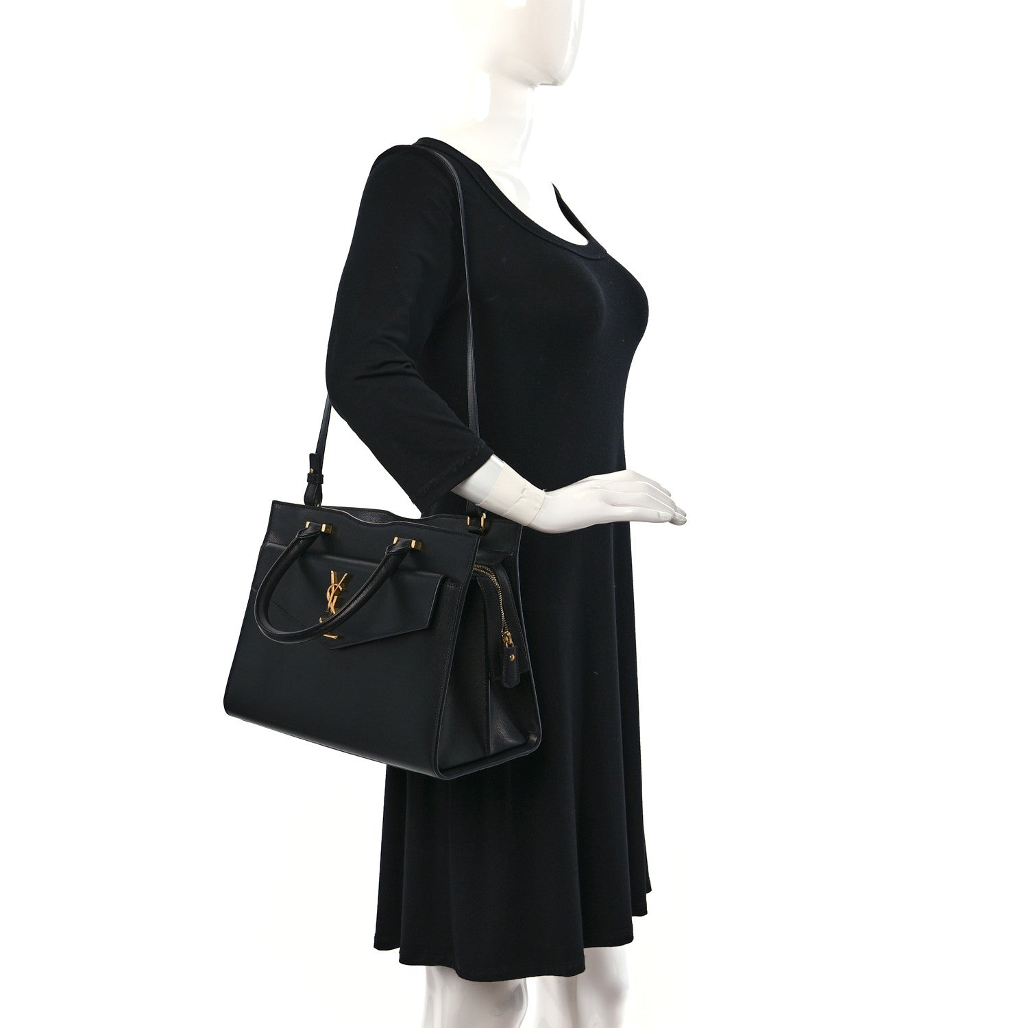Saint Laurent Grain De Poudre Medium Uptown Tote Black 2 of 9