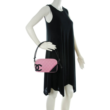 Chanel Calfskin Quilted Cambon Pochette Pink Black 2 of 7