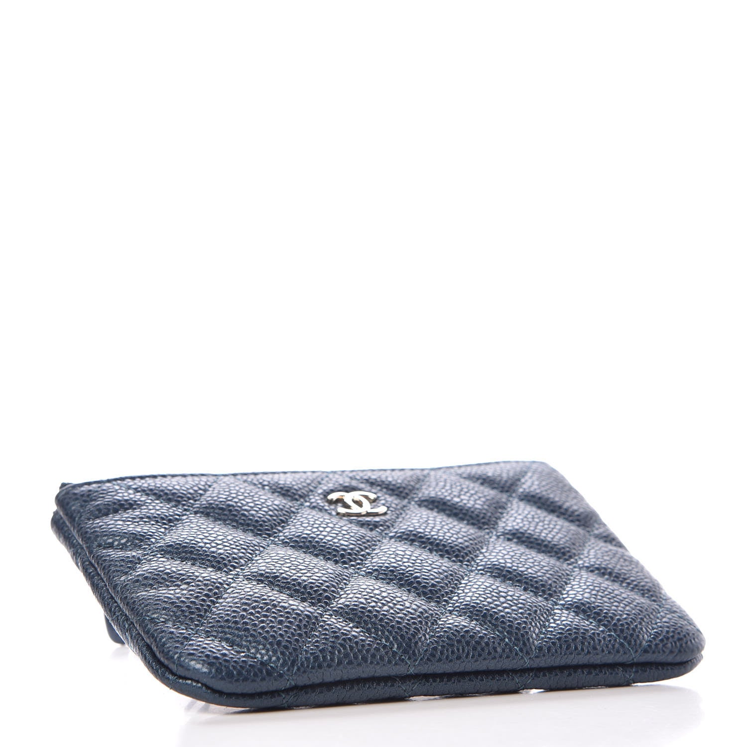 Chanel Metallic Caviar Quilted Small Cosmetic Case Dark Blue 4 of 8