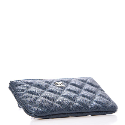 Chanel Metallic Caviar Quilted Small Cosmetic Case Dark Blue 4 of 8