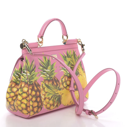 Dolce & Gabbana Dauphine Pineapple Print Small Miss Sicily Satchel Rosa 3 of 10